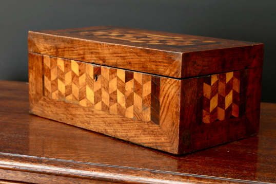 English Walnut Parquetry Box